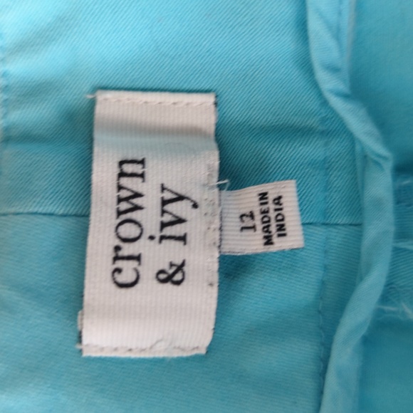 Crown and Ivy Women's Shelby Shorts Scalloped edge. Turquoise color. Size 12 - Picture 6 of 7
